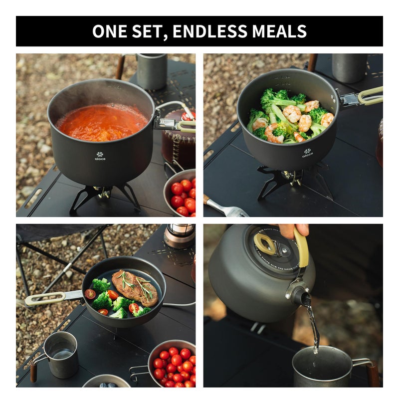 Alocs Portable Camping Cookware - Upgraded Handle  Non-Stick Camping Pan Set for Outdoor Kitchen  Picnic  Hiking and Fishing - Image 5